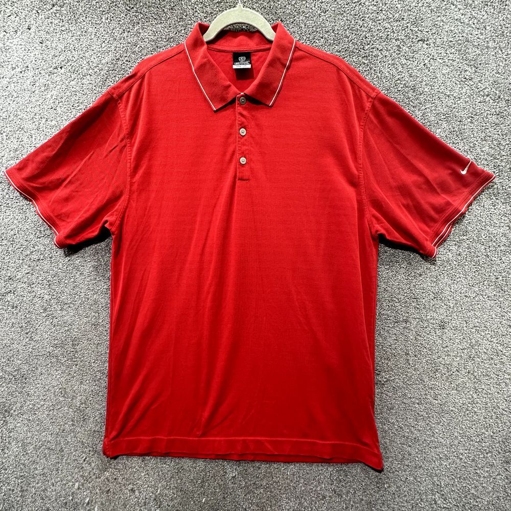 Nike Golf Polo Shirt Large Red Fit-Dry Short Sleeve Preppy Rugby Tennis Office